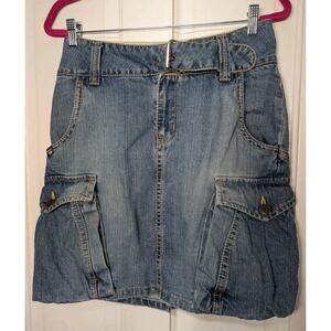 Desigual Denim Mini Skirt Cargo Rugged Edgy Woman's Size 38 Y2K (829)